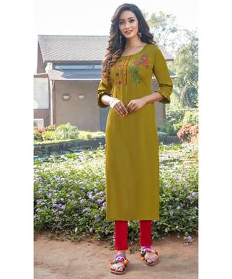 Womens handwork Green reyon Kurti 2