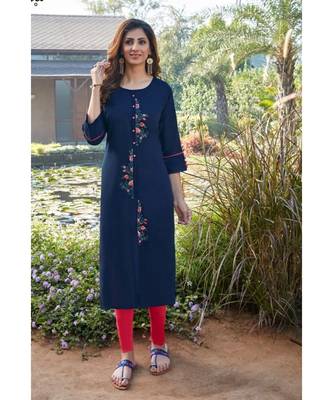 womens handwork Dark green reyon kurti 1