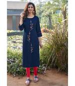 womens handwork Dark green reyon kurti