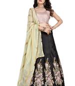 Black Peach Embroidered Taffeta Silk Lehenga Choli With Blouse Piece