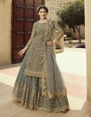 Grey embroidered net salwar 1