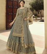 Grey embroidered net salwar