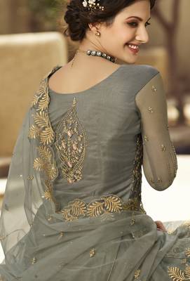 Grey embroidered net salwar 3