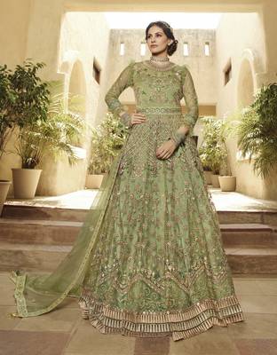 Mehendi embroidered net salwar 1