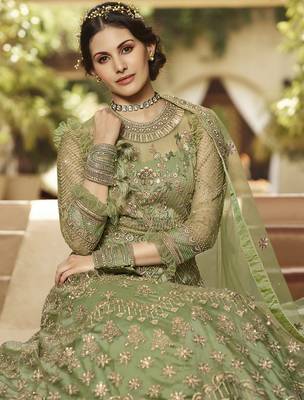 Mehendi embroidered net salwar 2
