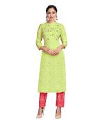 Green Color Rayon Embroidered Festival Wear Straight kurta With Palzzo Set