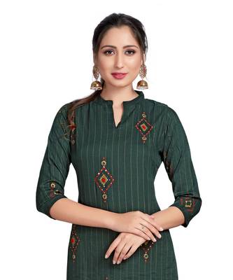 Green Color Rayon Embroidered Festival Wear Straight kurta With Palzzo Set 5