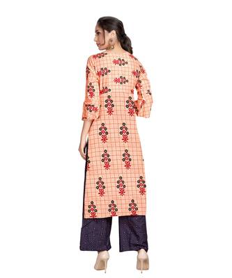 Orange Color Rayon Printed Festival Wear Straight kurta With Palzzo Set 2