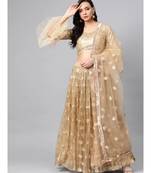 Beige Soft Net Sequin Lehenga