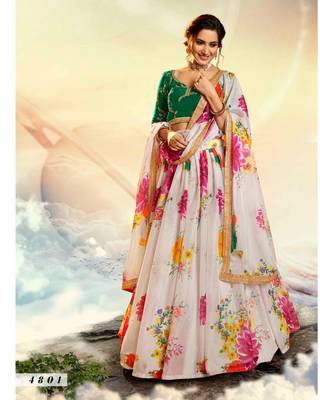 White Printed Sequin Lehenga Choli 1