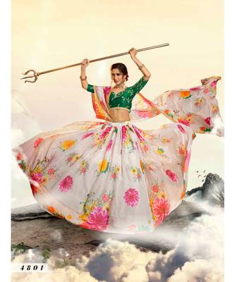 White Printed Sequin Lehenga Choli 2