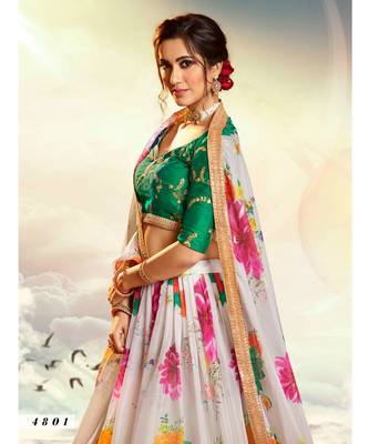 White Printed Sequin Lehenga Choli 3