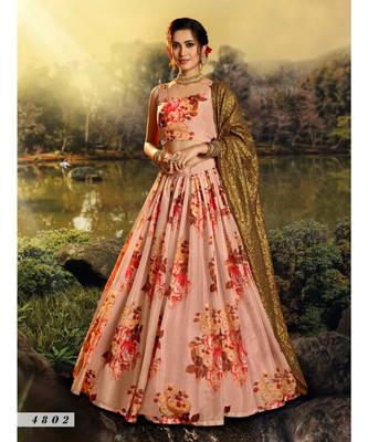 Peach Sequin Lehenga Choli 1