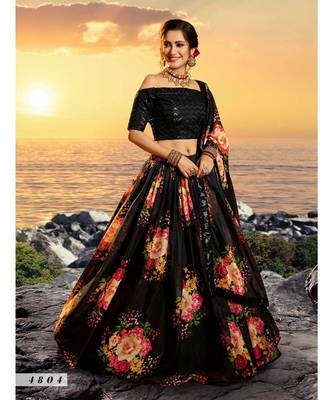 Black Printed Sequin Lehenga Choli 1
