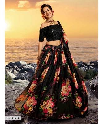Black Printed Sequin Lehenga Choli 2