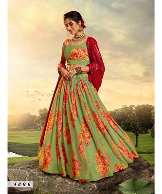 Green Printed Sequin Lehenga Choli 2