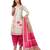 Women's Off White & Pink Cotton Printed Readymade Patiyala Suit Set with Mask