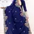 Blue Embroidered Bollywood Designer Silk Saree With Blouse