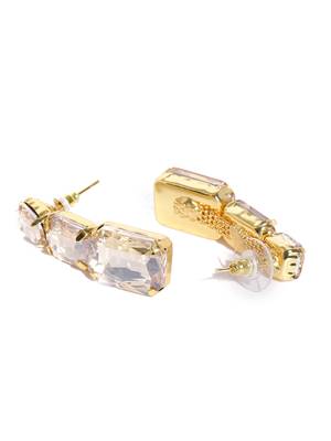 Party wear Gold toned Crystal Shine Stones Choker Necklace Set for Women 3