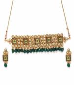 Wedding Wear 18 K Gold Plated Kundan Pearl Meenakari Choker Necklace Jewellery Set for Women/Girls