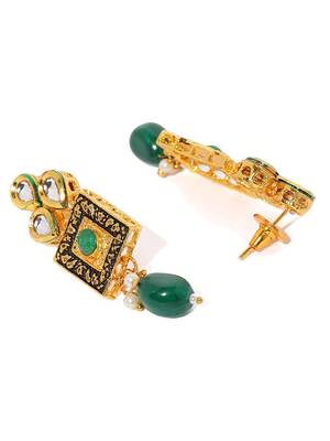 Wedding Wear 18 K Gold Plated Kundan Pearl Meenakari Choker Necklace Jewellery Set for Women/Girls 3