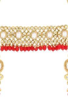 Wedding Wear 18 K Gold Plated Kundan Beaded Collar Necklace Jewellery/jewelry Set for Women/Girls