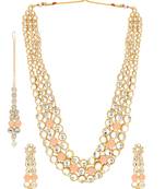 Wedding Wear 18 K Gold Plated Kundan Beaded Necklace Jewellery/jewelry Set for Women/Girls