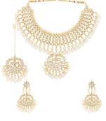 Wedding wear Kundan Beaded Necklace Set with Mang tikka