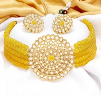 Pearl Beaded Gold-toned Choker/collar Necklace Set for Women & Girls 2
