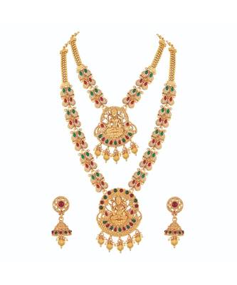 Laxmi design 18 K Gold toned Double Necklace Set For Women 1