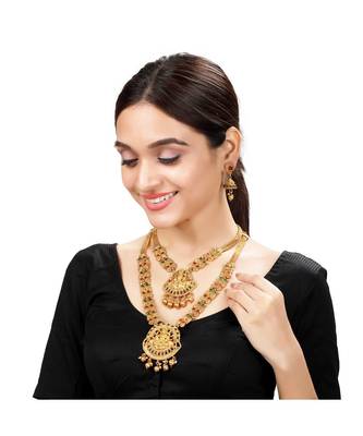 Laxmi design 18 K Gold toned Double Necklace Set For Women 3