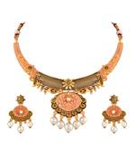Meenakari Kundan Pearl Studded Choker Necklace Set For Women