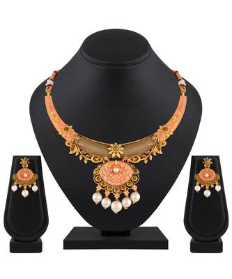 Meenakari Kundan Pearl Studded Choker Necklace Set For Women 2