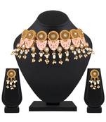 Wedding wear Gold toned Kundan Pearl Studded Necklace Set for Women and Girls