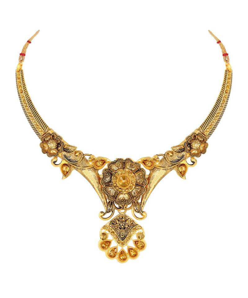 Unique Gold toned Choker Necklace Set for Women and Girls