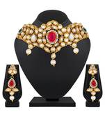 Kundan Pearl Studded Gold toned collar Necklace for women