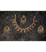 Wedding wear Kundan Pearl Studded Bridal Choker Necklace Set for women