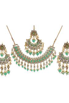 Wedding wear Kundan Beaded Bridal Choker Necklace Set for women