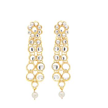 Wedding Wear 18 K Gold Plated Kundan Beaded Necklace Jewellery/jewelry Set for Women/Girls 4
