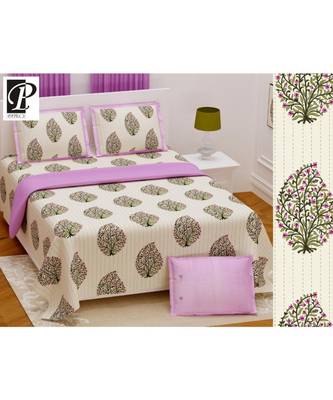 king size  cotton katha print hand work double  bed sheet with pillow cover 1
