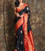 Black and red Manipuri silk saree