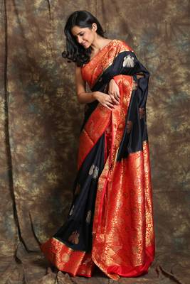 Black and red Manipuri silk saree 2