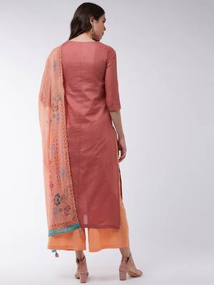 Pink printed cotton kurta set  3