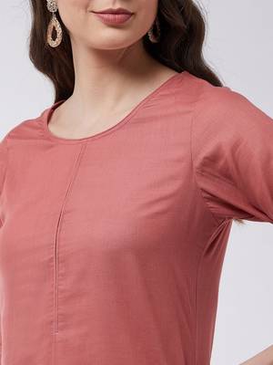 Pink printed cotton kurta set  4