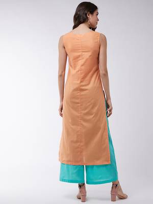 Orange printed cotton kurta srt 3