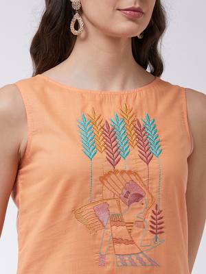 Orange printed cotton kurta srt 4