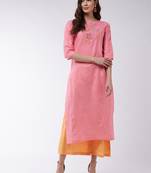 Pink printed cotton kurta set