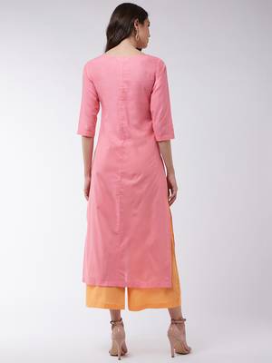 Pink printed cotton kurta set 3