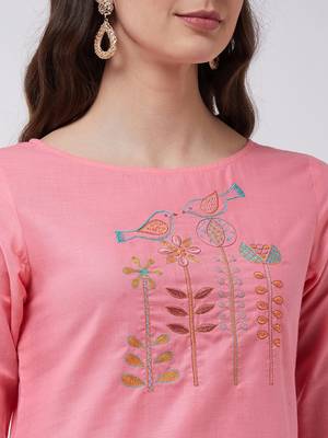 Pink printed cotton kurta set 4