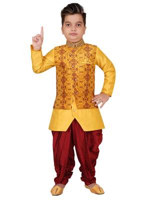 Multicolor embroidered cotton silk boys-kurta-pyjama 1